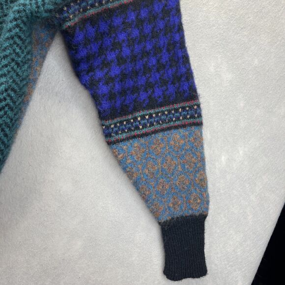 Lady Clansman Shetland Wool Sz M Fair Isle Colorblock Purple Blue Vintage - Picture 10 of 16